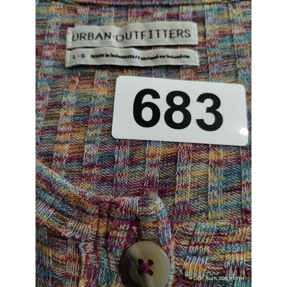 Urban Outfitters Women's Size L Ribbed Multi Color Grungecore Cropped Ashton Top - Picture 8 of 9